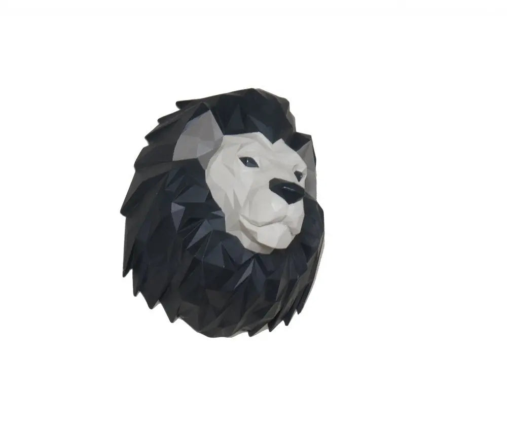 11.5" X 9.5" X 14" Origami Lion Head Wall Decoration - NOBLE HOME INTERIORS