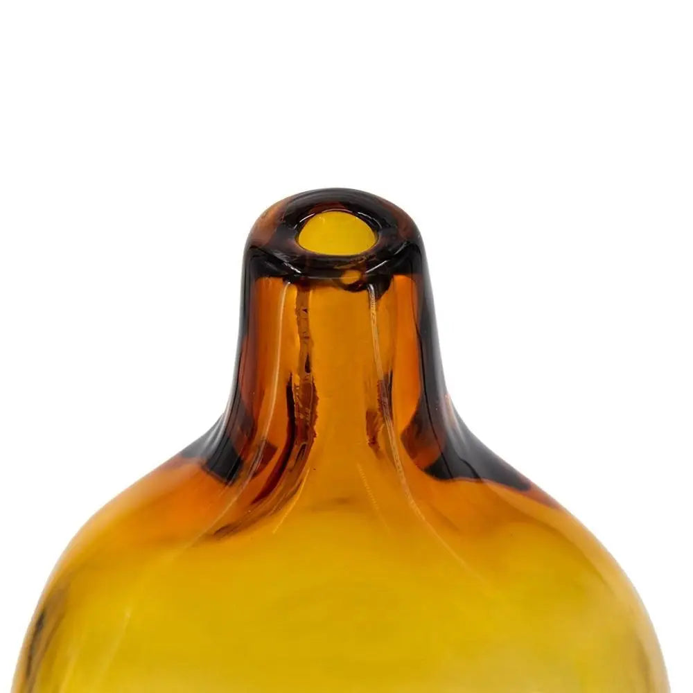 12" Amber Bud Glass Decorative Bottle - NOBLE HOME INTERIORS