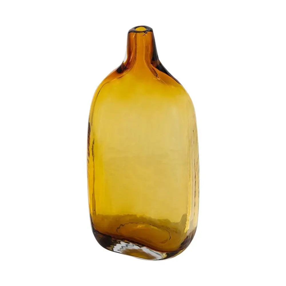 12" Amber Bud Glass Decorative Bottle - NOBLE HOME INTERIORS