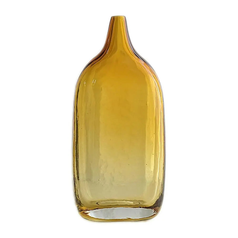 12" Amber Bud Glass Decorative Bottle - NOBLE HOME INTERIORS