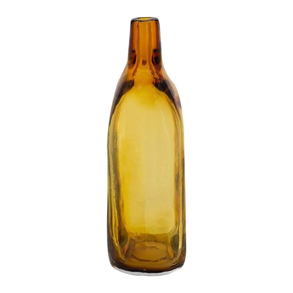 12" Amber Bud Glass Decorative Bottle - NOBLE HOME INTERIORS