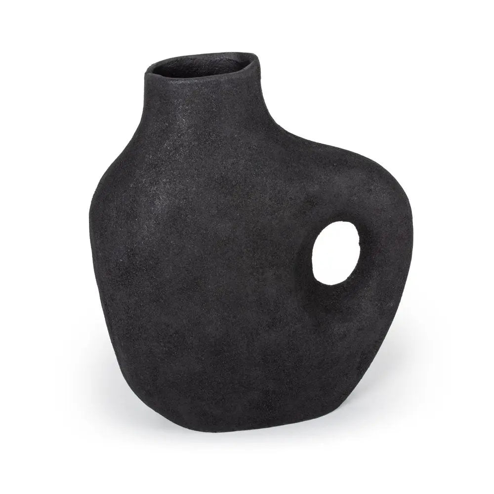 12" Black Aluminum Modern Abstract Table Vase - NOBLE HOME INTERIORS