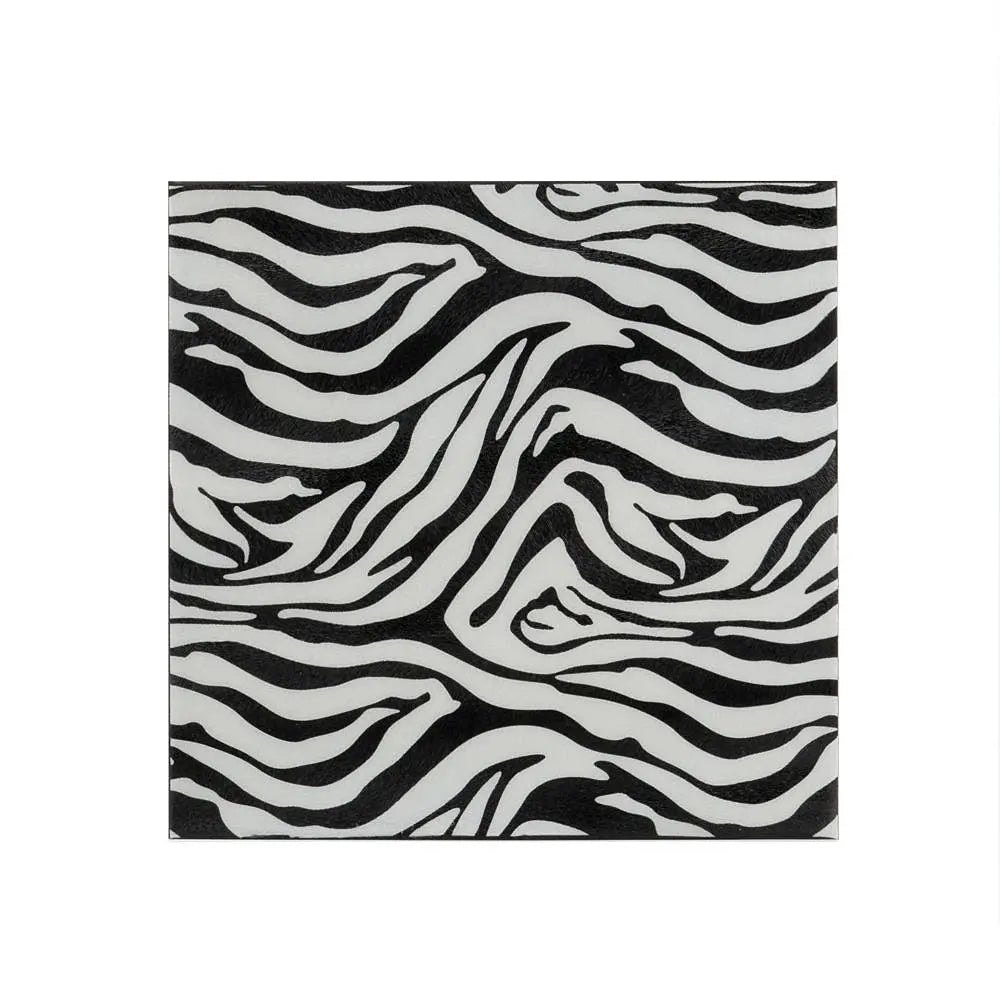 12" Black And White Zebra Iron And Resin Square Hanging Wall Tile - NOBLE HOME INTERIORS