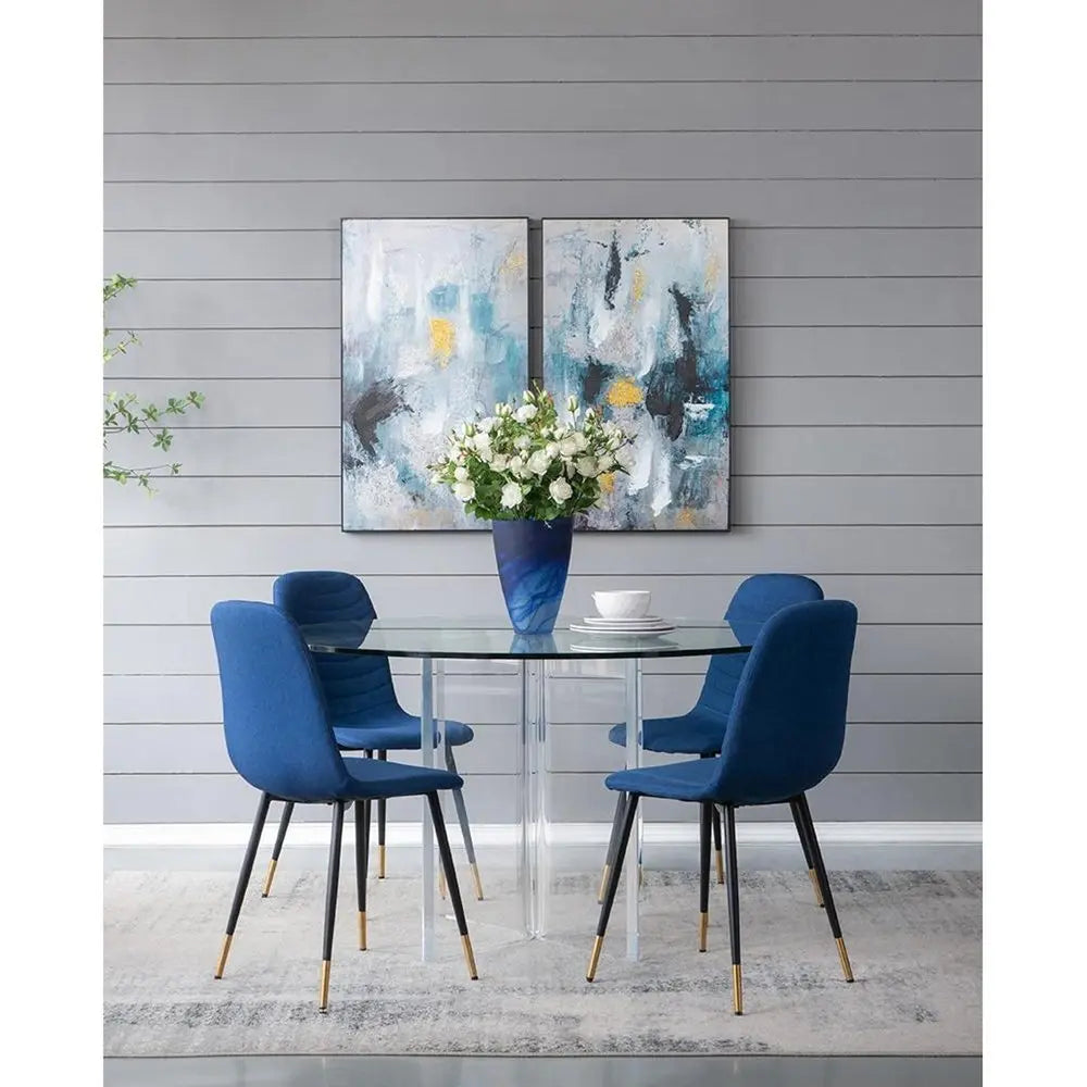 12" Blue Abstract Swirl Glass Tapered Table Vase - NOBLE HOME INTERIORS