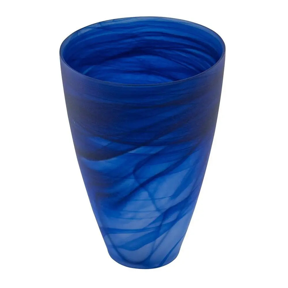 12" Blue Abstract Swirl Glass Tapered Table Vase - NOBLE HOME INTERIORS
