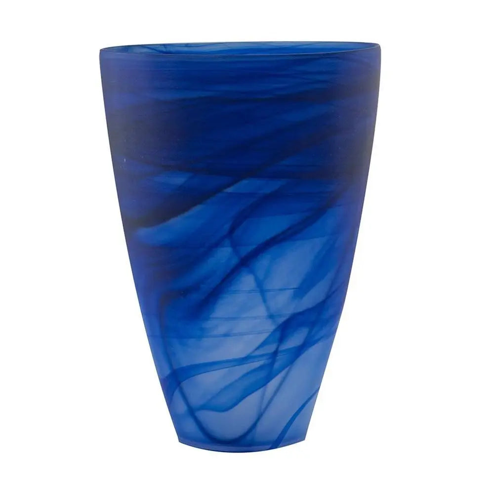 12" Blue Abstract Swirl Glass Tapered Table Vase - NOBLE HOME INTERIORS