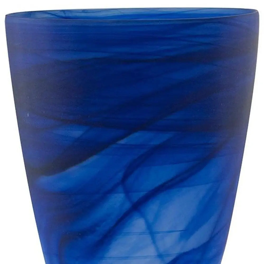 12" Blue Abstract Swirl Glass Tapered Table Vase - NOBLE HOME INTERIORS