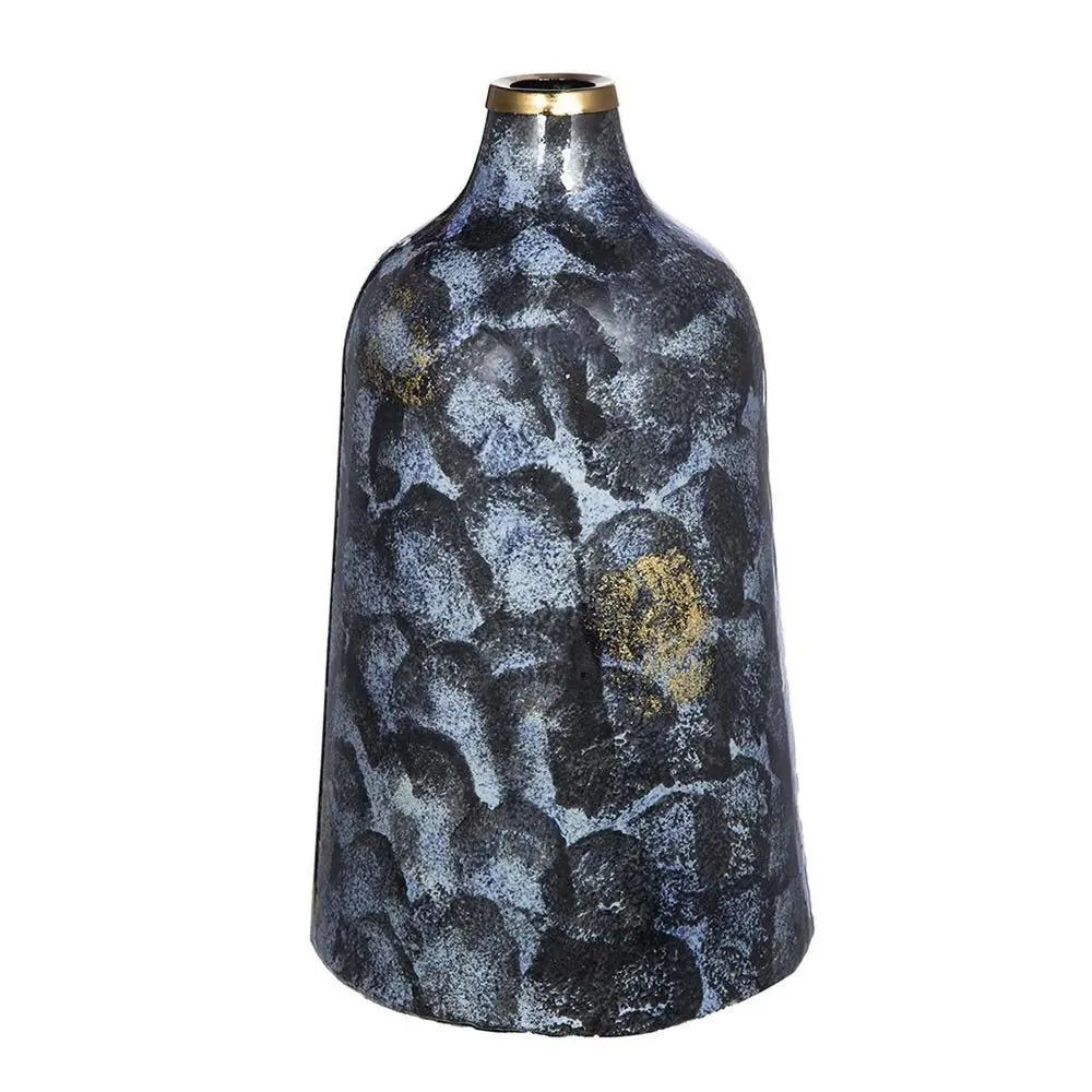 12" Blue And Gold Abstract Bud Glass Table Vase - NOBLE HOME INTERIORS