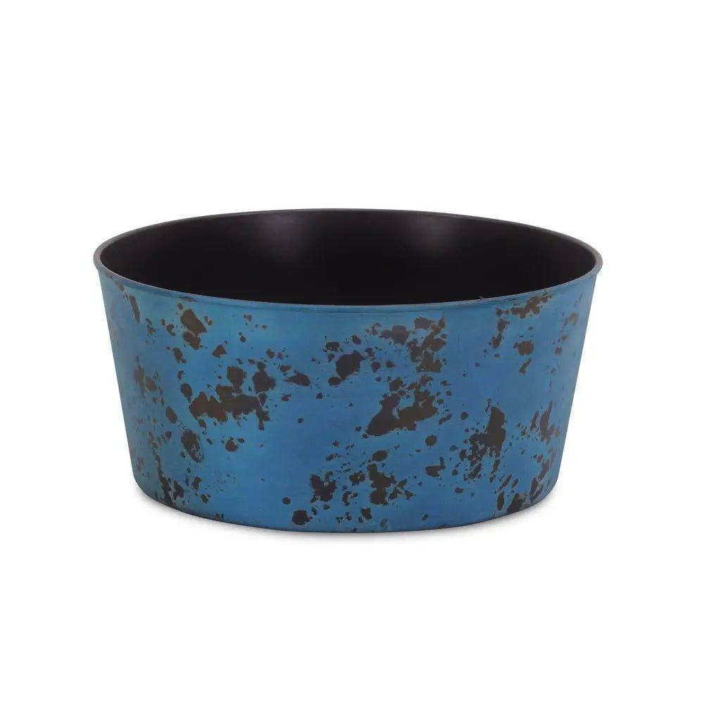 12" Blue Recycled Plastic Indoor Outdoor Round Pot Planter - NOBLE HOME INTERIORS