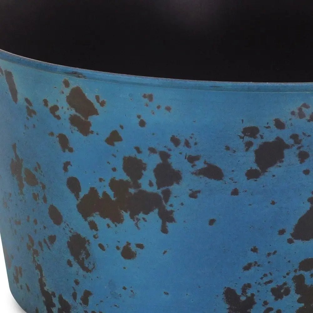 12" Blue Recycled Plastic Indoor Outdoor Round Pot Planter - NOBLE HOME INTERIORS