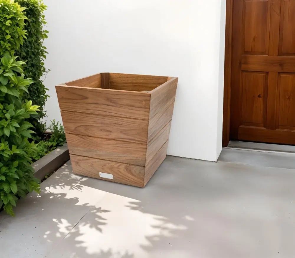 12" Brown Wood Indoor Outdoor Square Planter Box - NOBLE HOME INTERIORS