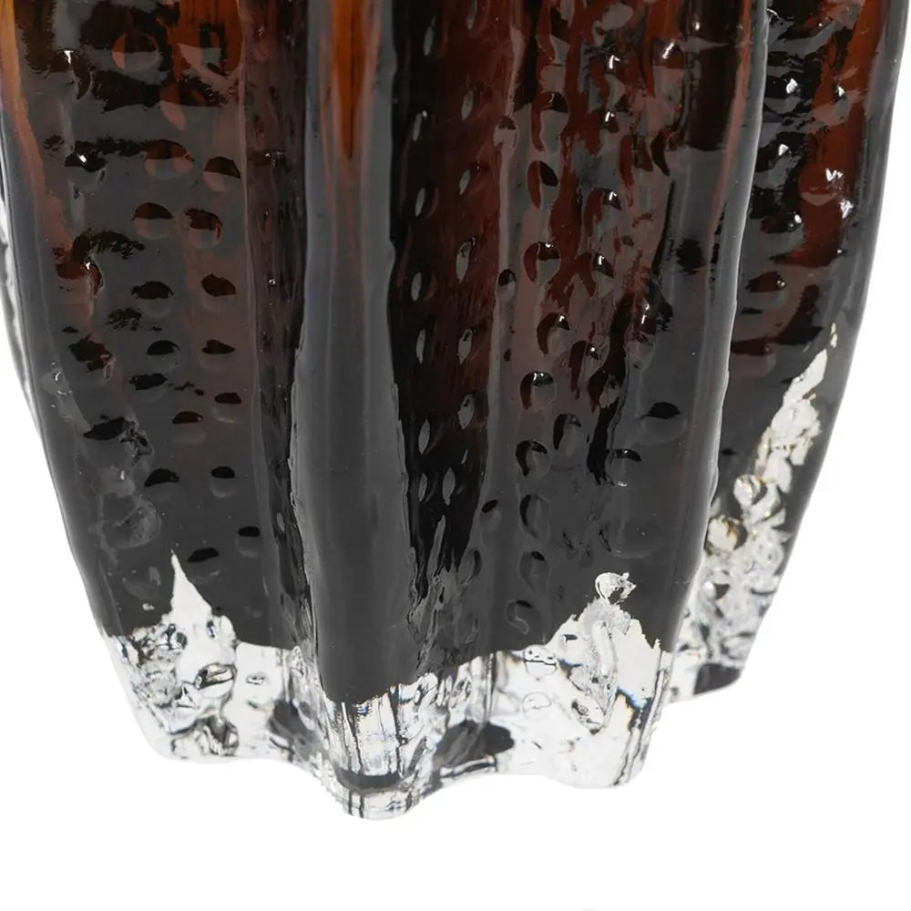 12" Burnt Umber Wavy Glass Table Vase - NOBLE HOME INTERIORS