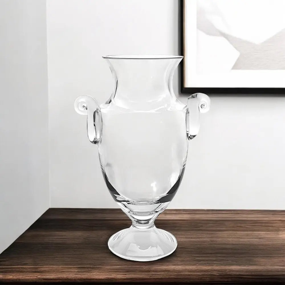12" Clear Cylinder Lead Free Crystal Table Vase - NOBLE HOME INTERIORS
