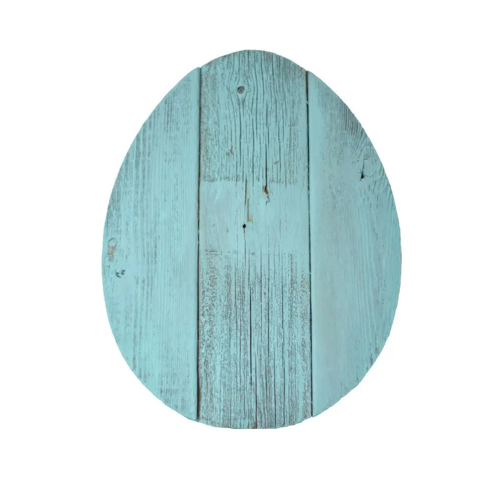 12" Farmhouse Turquoise Wooden Large Egg - NOBLE HOME INTERIORS