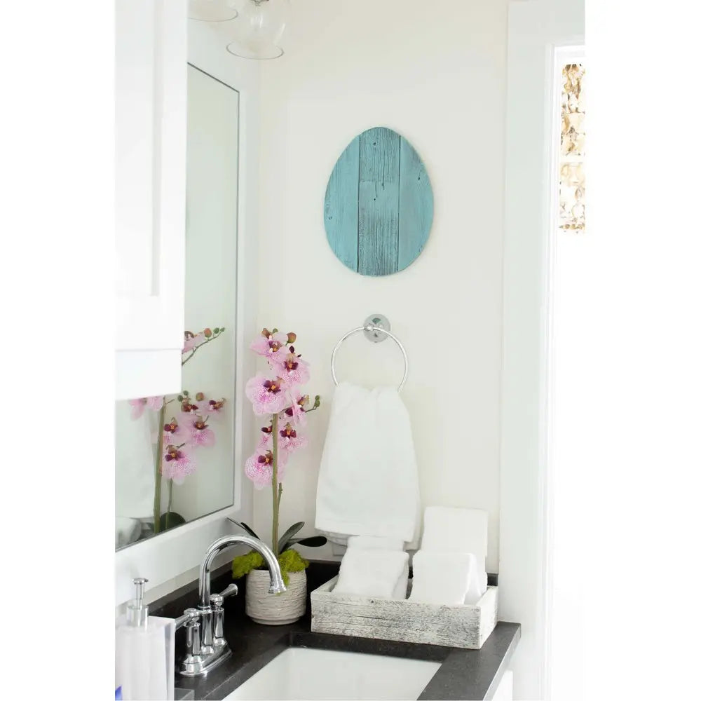 12" Farmhouse Turquoise Wooden Large Egg - NOBLE HOME INTERIORS