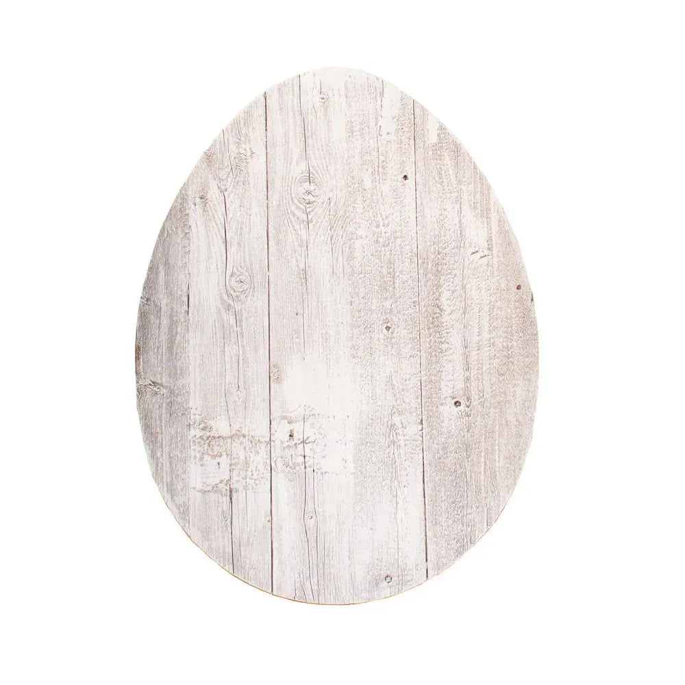 12" Farmhouse White Wwash Wooden Large Egg - NOBLE HOME INTERIORS