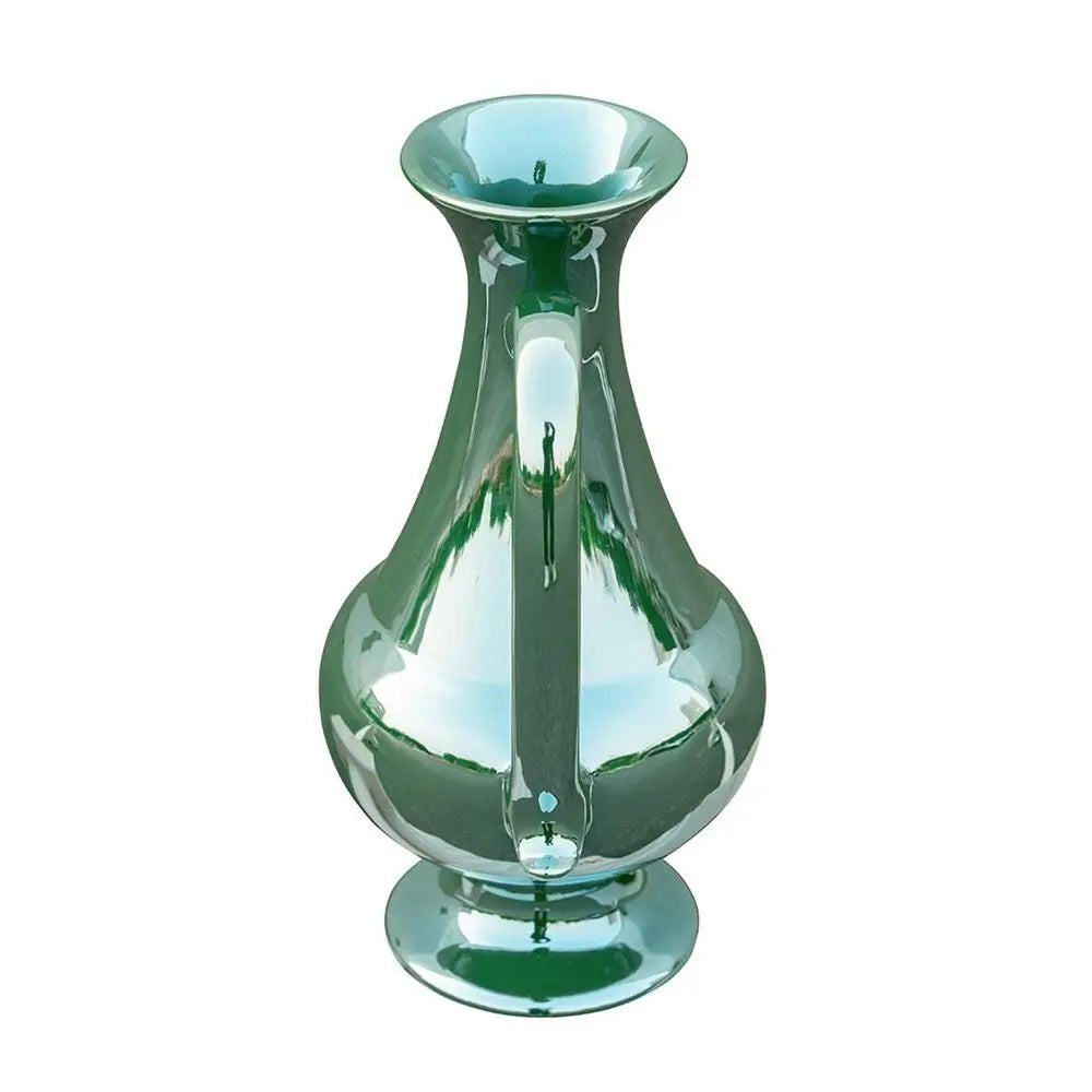 12" Green Ceramic Amphora Table Vase - NOBLE HOME INTERIORS