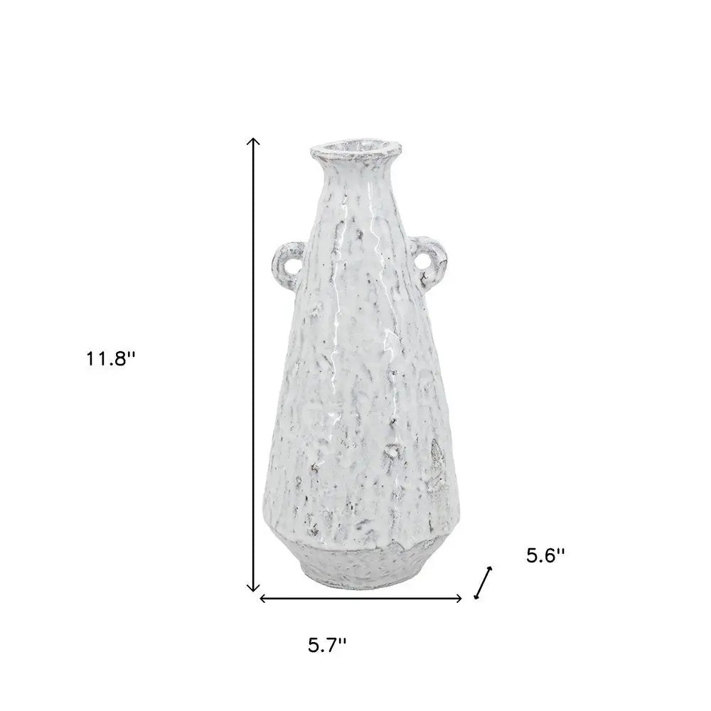 12" Ivory Terracotta Round Jug Vase - NOBLE HOME INTERIORS