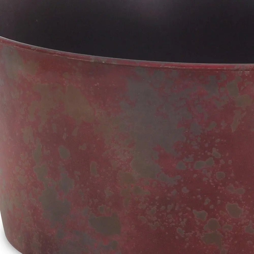 12" Red Recycled Plastic Indoor Outdoor Round Pot Planter - NOBLE HOME INTERIORS