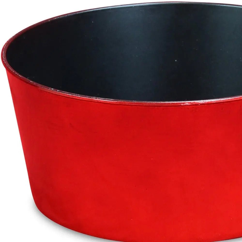 12" Red Recycled Plastic Indoor Outdoor Round Pot Planter - NOBLE HOME INTERIORS