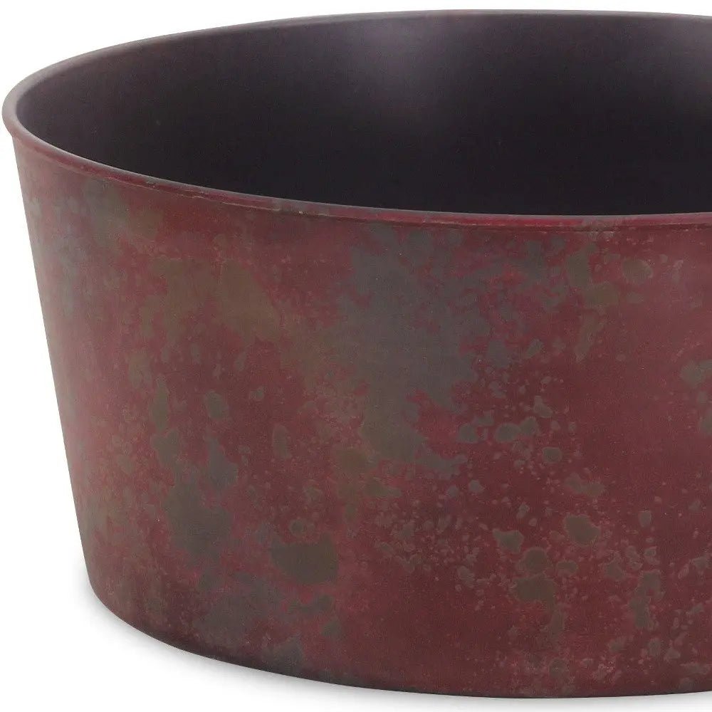 12" Red Recycled Plastic Indoor Outdoor Round Pot Planter - NOBLE HOME INTERIORS