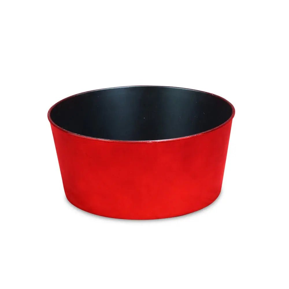 12" Red Recycled Plastic Indoor Outdoor Round Pot Planter - NOBLE HOME INTERIORS