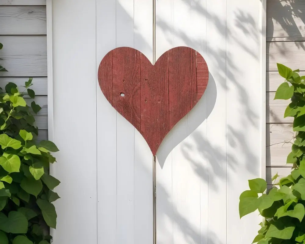 12" Rustic Red Reclaimed Wood Heart Wall Decor - NOBLE HOME INTERIORS