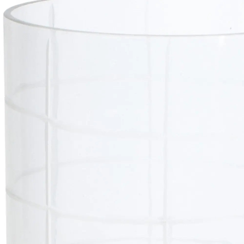 12" Silver And Clear Geometric Iron And Glass Tabletop Hurricane Candle Holder - NOBLE HOME INTERIORS