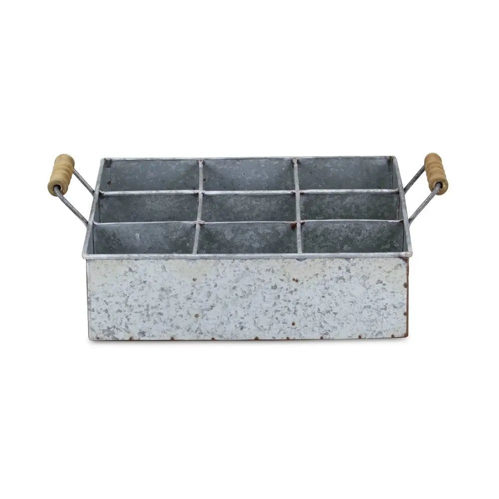 12" Silver Galvanized Metal Box - NOBLE HOME INTERIORS