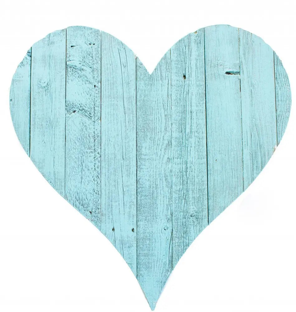 12" Turquoise Reclaimed Wood Heart Wall Decor - NOBLE HOME INTERIORS