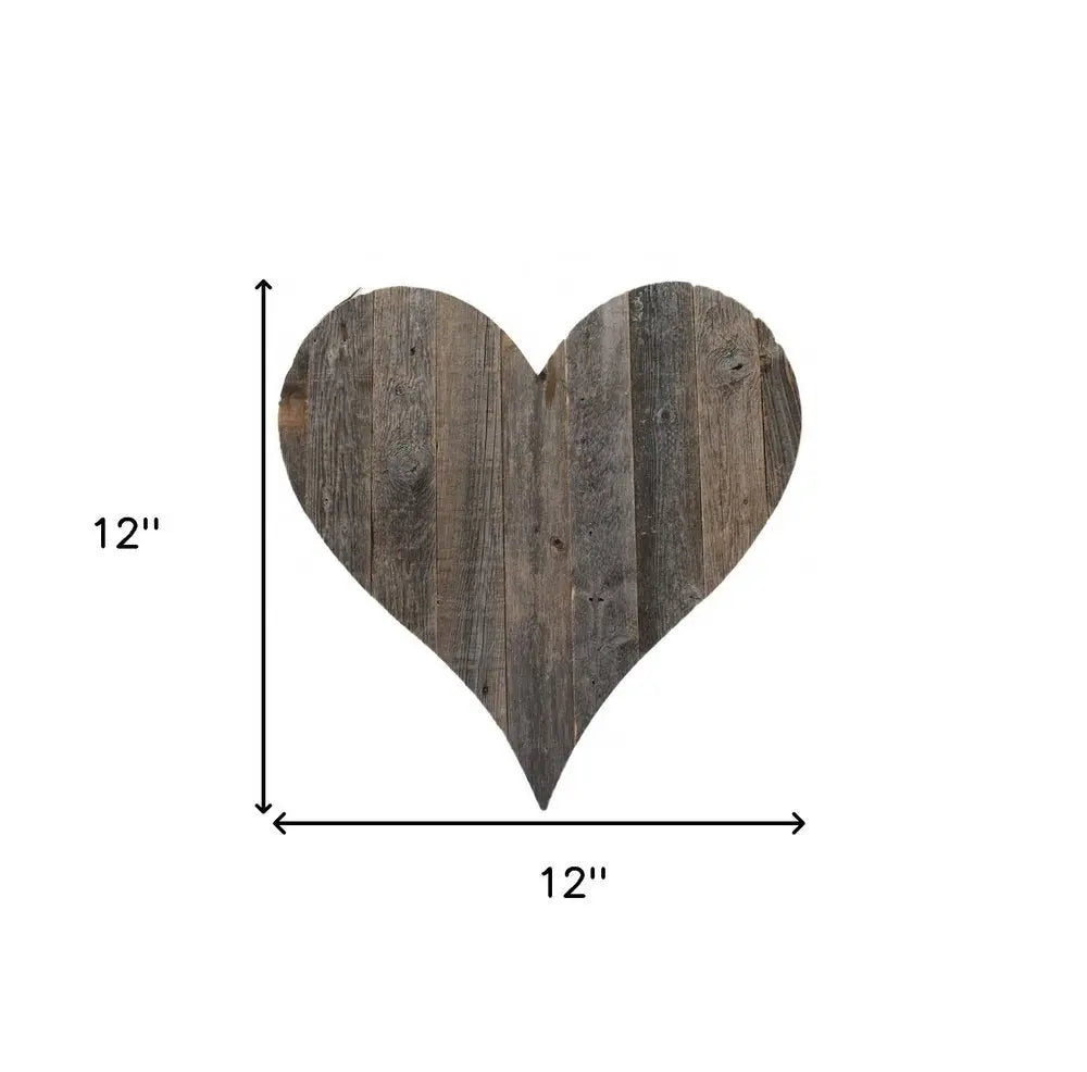 12" Weathered Gray Reclaimed Wood Heart Wall Decor - NOBLE HOME INTERIORS