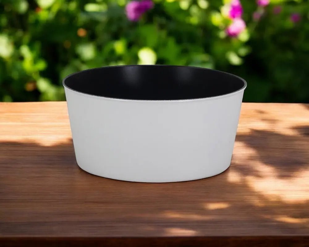12" White Recycled Plastic Indoor Outdoor Round Pot Planter - NOBLE HOME INTERIORS
