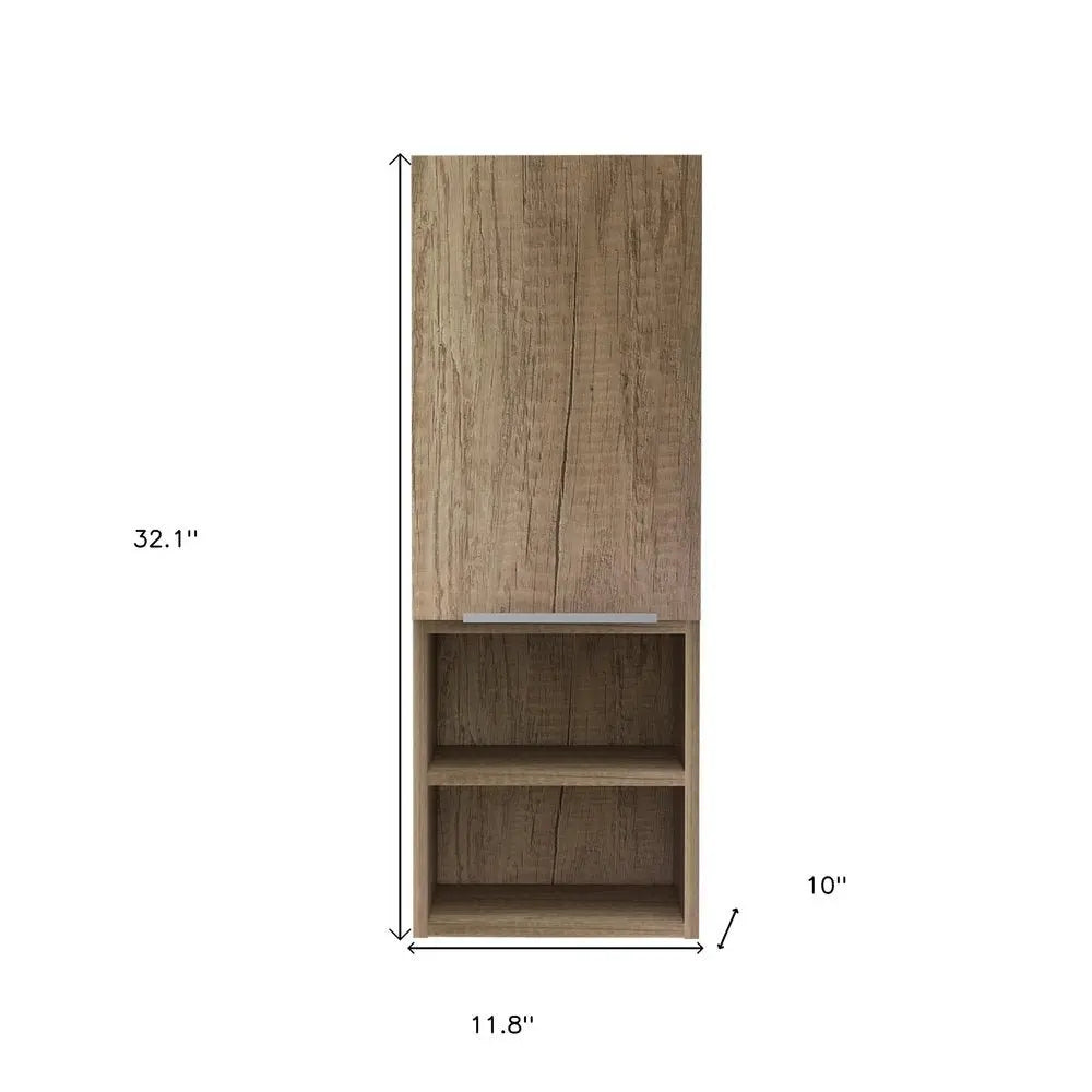 12" Wood Brown Standard Accent Cabinet With Four Shelves - NOVA HOME FURNITURE