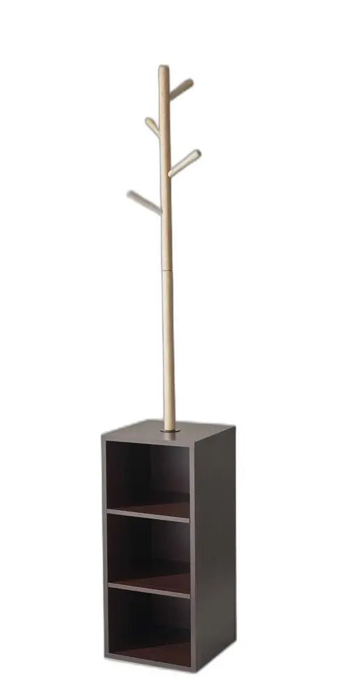 12" X 12" X 69" Walnut Walnut Storage Coat Rack - NOBLE HOME INTERIORS