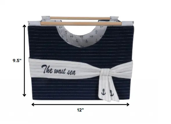 12" X 12.5" X 9.5" White Blue Foldable Fabric Basket Set Of 3 - NOBLE HOME INTERIORS