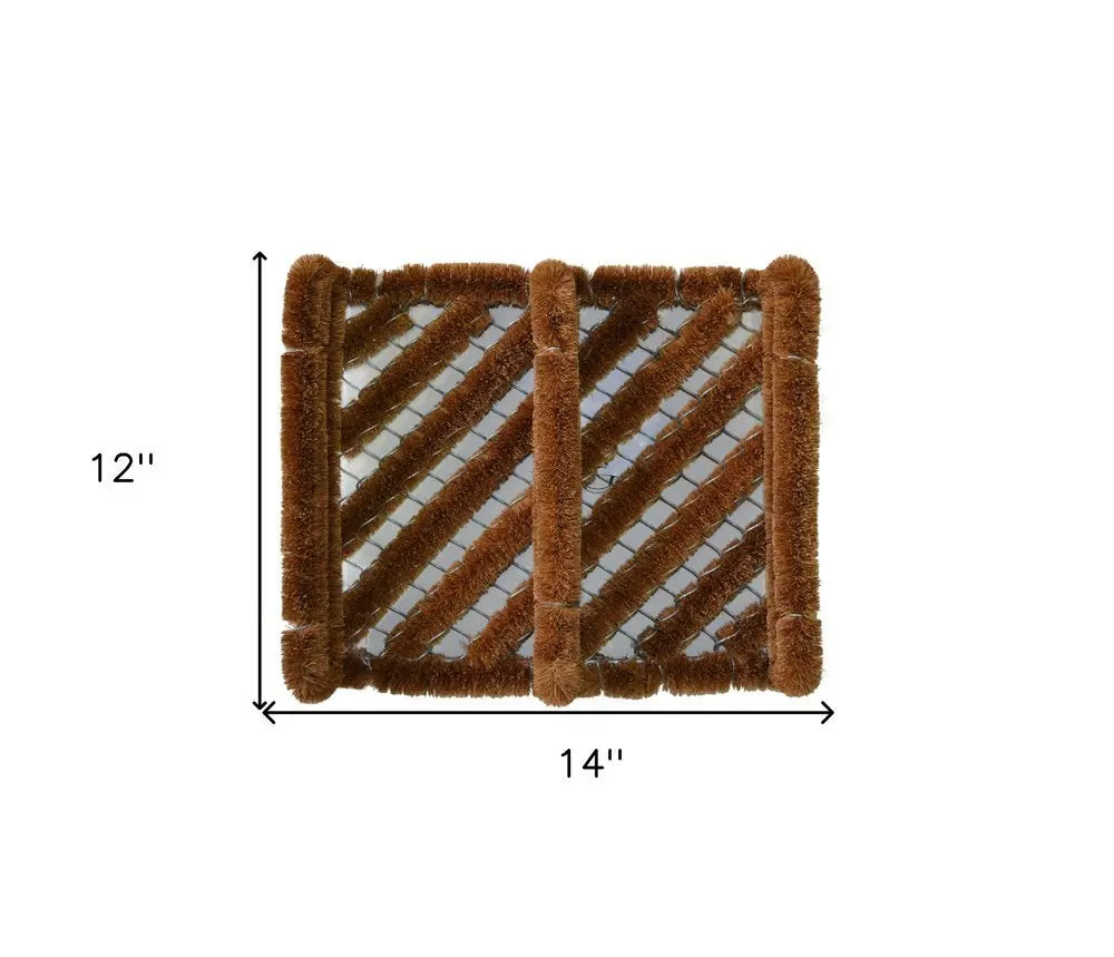 12" X 14" Brown Coir Geometric Outdoor Boot Scraper - NOBLE HOME INTERIORS