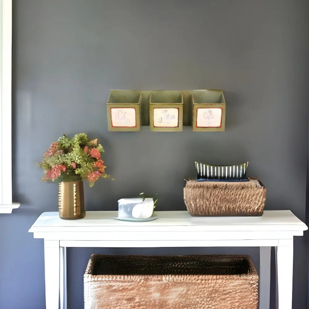 12" X 36" Green Wood Wall Decor - NOBLE HOME INTERIORS