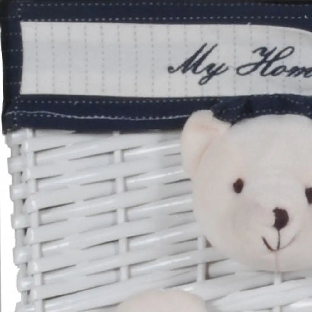 12.5" X 16" X 25" White Blue Portable 2 Drawers - NOBLE HOME INTERIORS