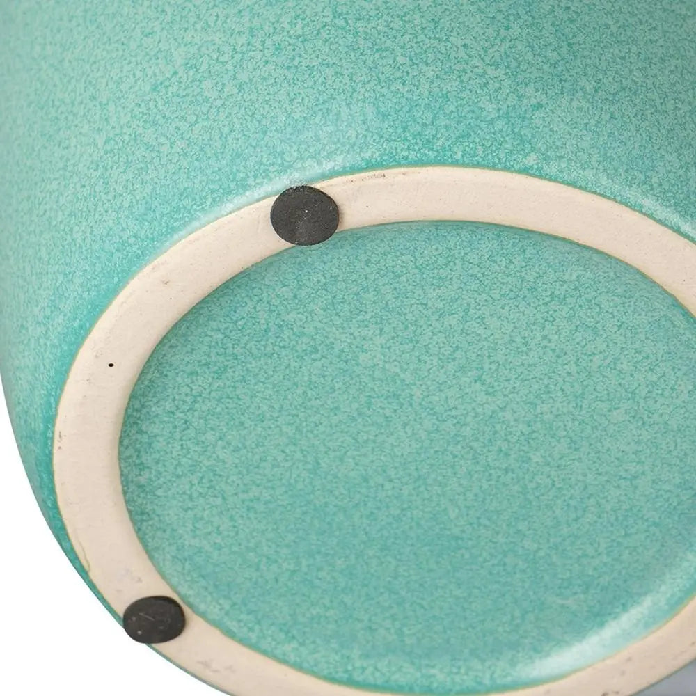 13" Aqua And Terra Cotta Ceramic Round Table Vase - NOBLE HOME INTERIORS