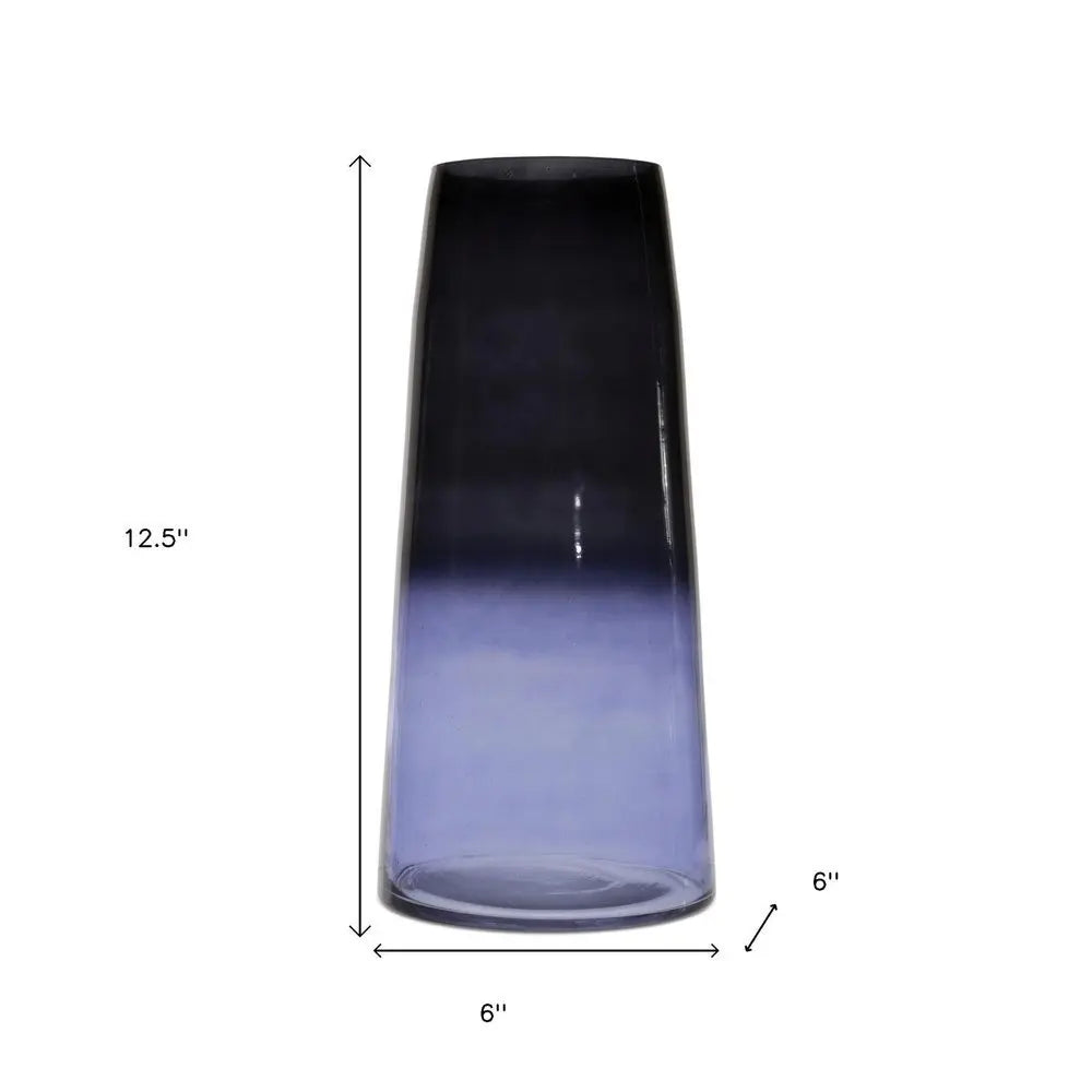 13" Blue Round Glass Table Vase - NOBLE HOME INTERIORS