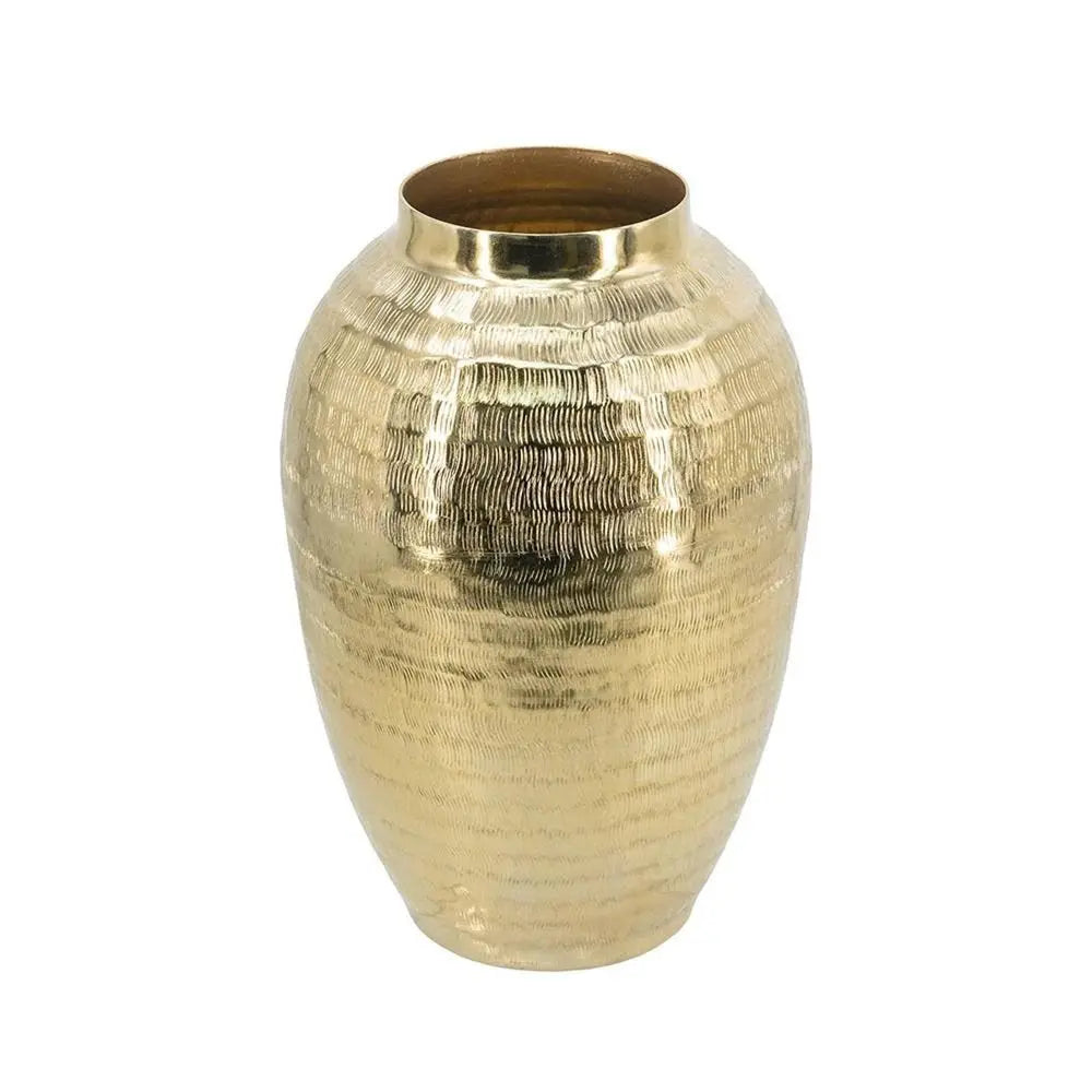 13" Gold Round Aluminum Table Vase - NOBLE HOME INTERIORS