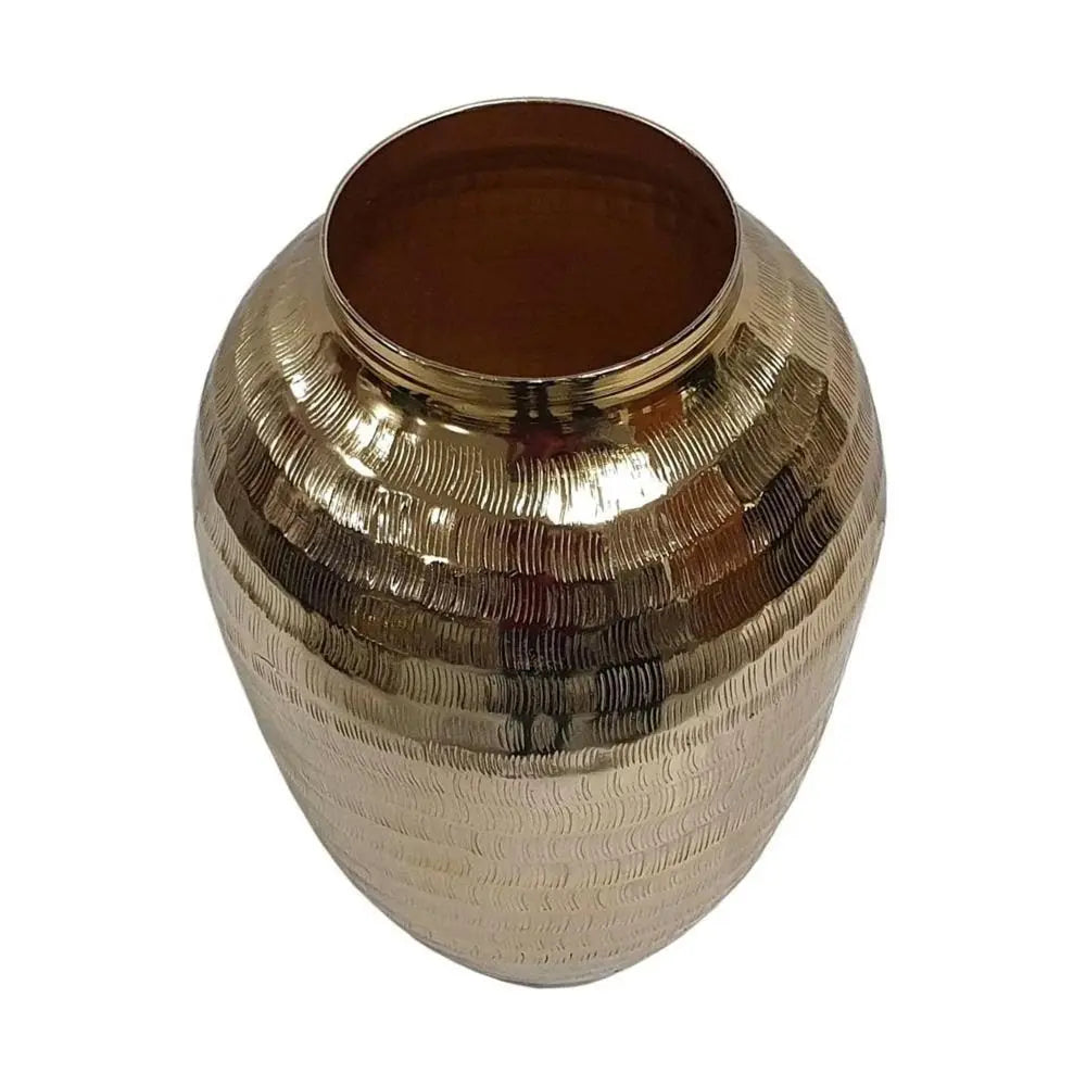 13" Gold Round Aluminum Table Vase - NOBLE HOME INTERIORS