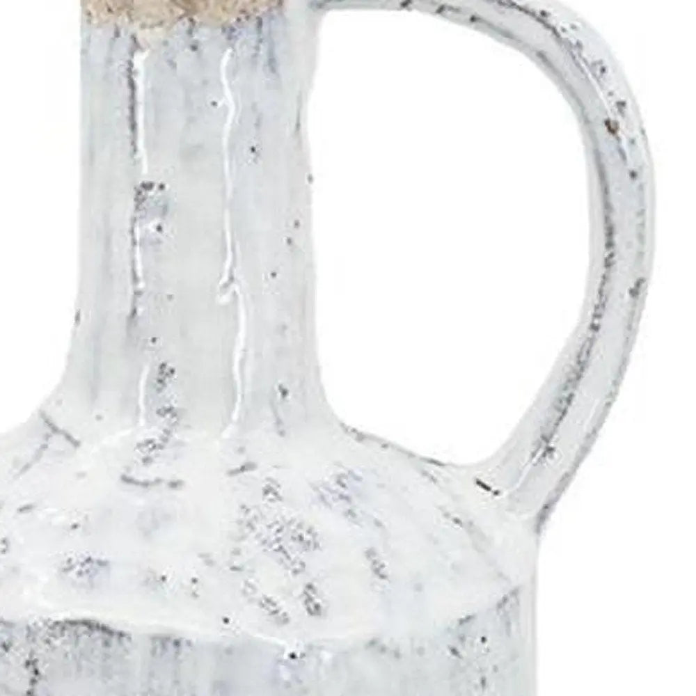 13" Ivory Terracotta Round Jug Vase - NOBLE HOME INTERIORS