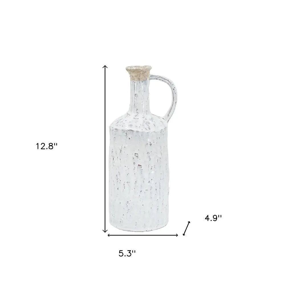 13" Ivory Terracotta Round Jug Vase - NOBLE HOME INTERIORS