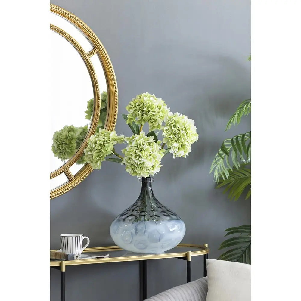 13" Light Blue Hammered Glass Table Vase - NOBLE HOME INTERIORS