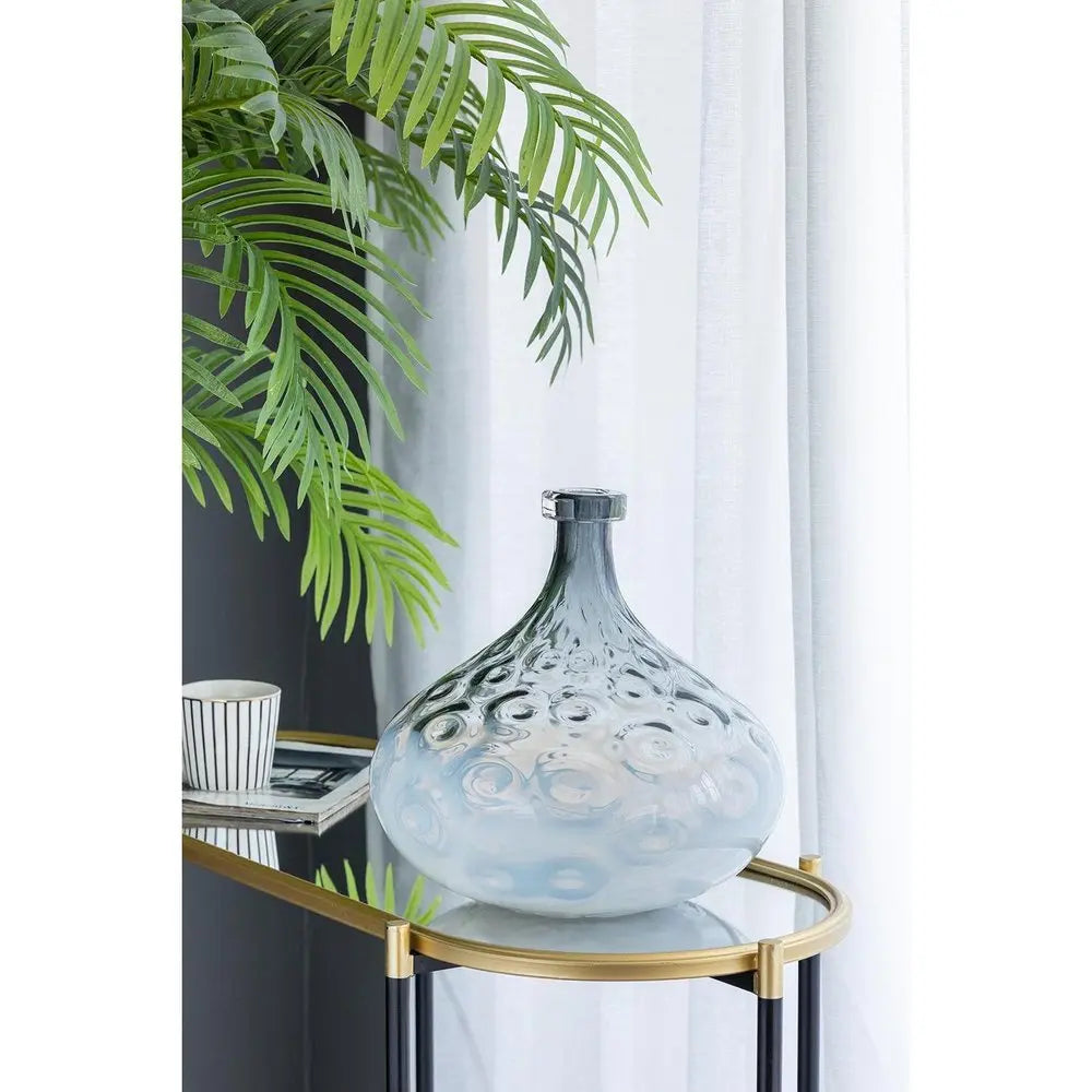 13" Light Blue Hammered Glass Table Vase - NOBLE HOME INTERIORS