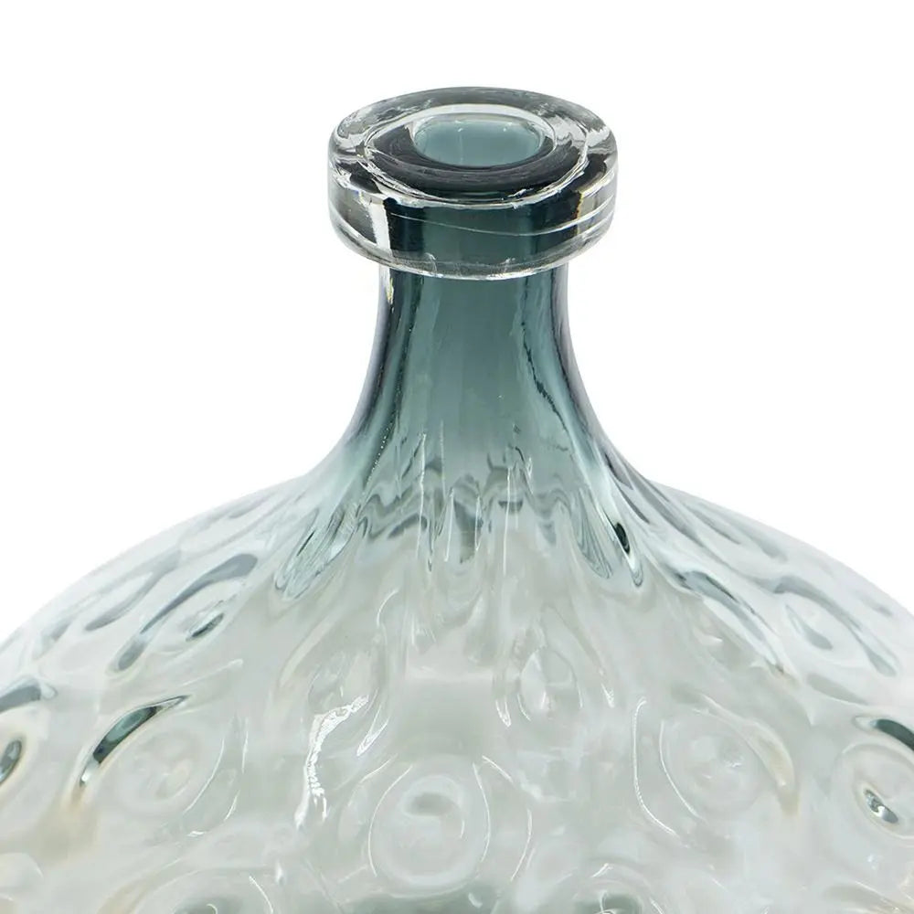 13" Light Blue Hammered Glass Table Vase - NOBLE HOME INTERIORS