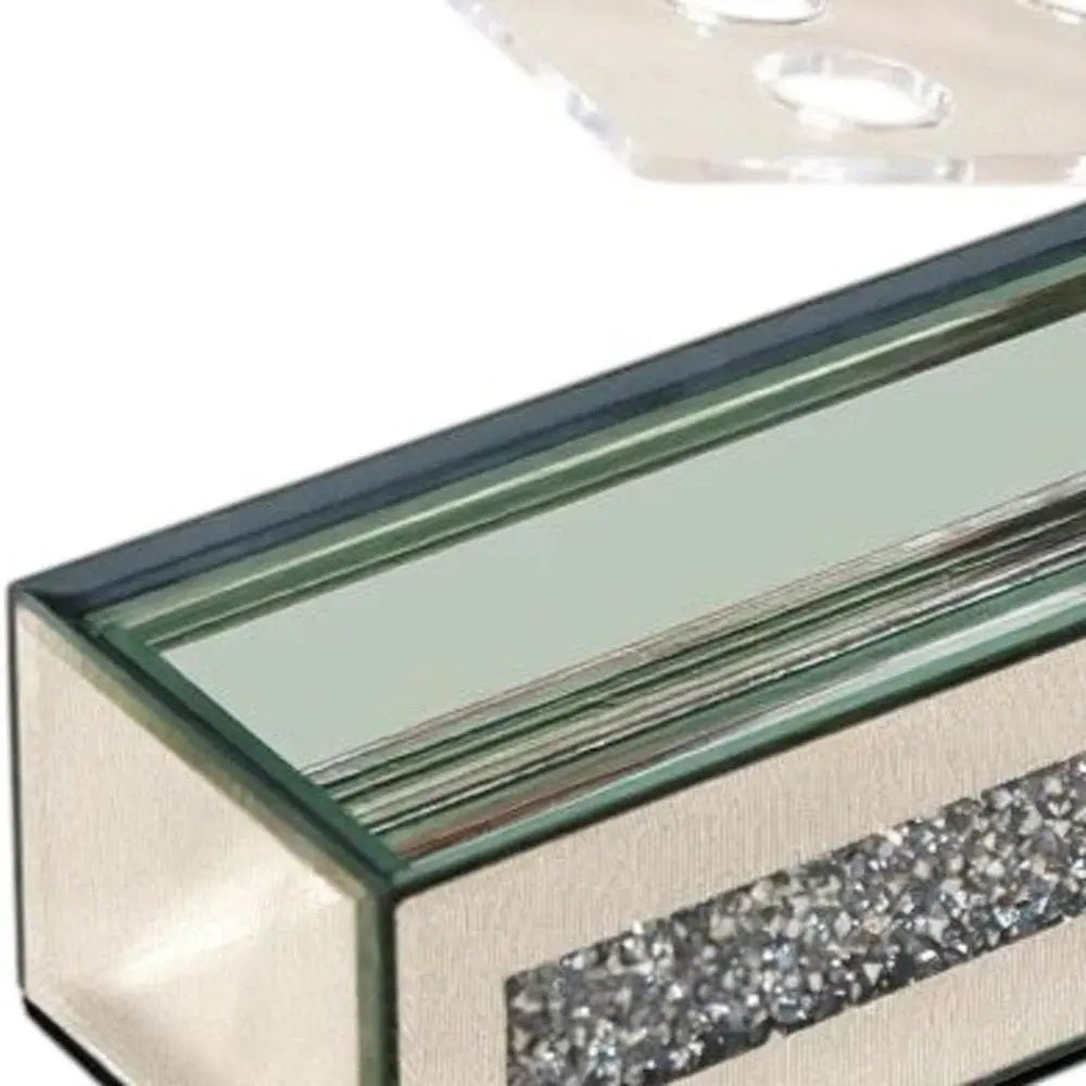 13" Silver Crystal And Mirrored Glass Table Vase With Crystals - NOBLE HOME INTERIORS