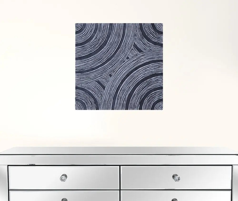 13" X 13" X 2" Gray Lined, Square - Wall Decor - NOBLE HOME INTERIORS