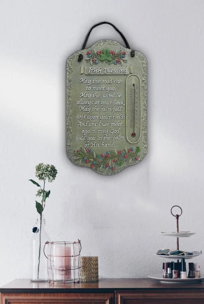 13" X 8" Gray Floral Irish Blessing Polyresin Wall Decor - NOBLE HOME INTERIORS